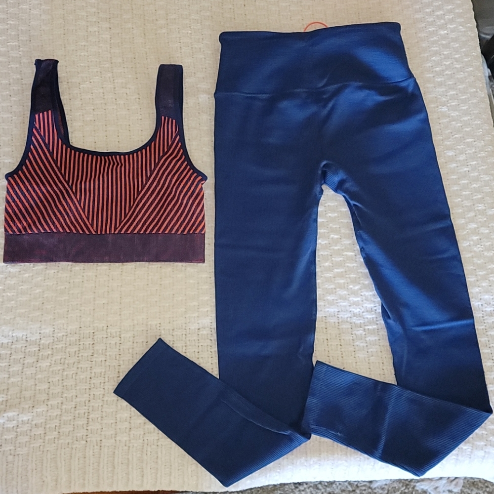 Fabletics Seamless Ribbed Legging and Bra Set